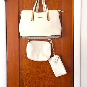 minmin 3 Bags, White Handbag, Crossbody, Wristlet
